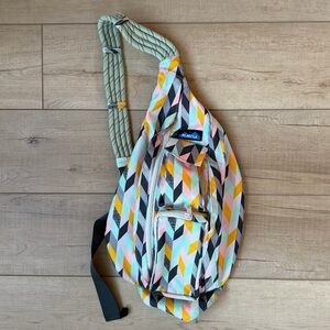 Kavu Geo Chevron Sling Bag — Mint, Pink, Yellow, Black, Cream